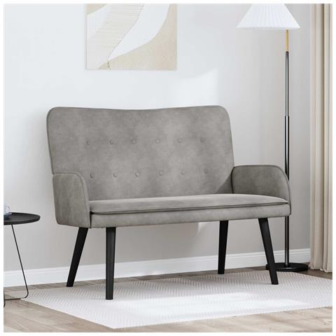 Sofa a Due Posti Grigio chiaro 115 x 61 x 87 cm Velluto - Foto 2