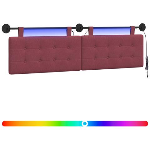Testiera sospesa Con luce LED Rosso Vino Tessuto - Foto 1