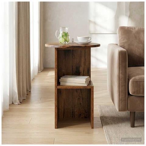 Tavolo laterale Legno antico Ø 39,5 x 55 cm - Foto 2