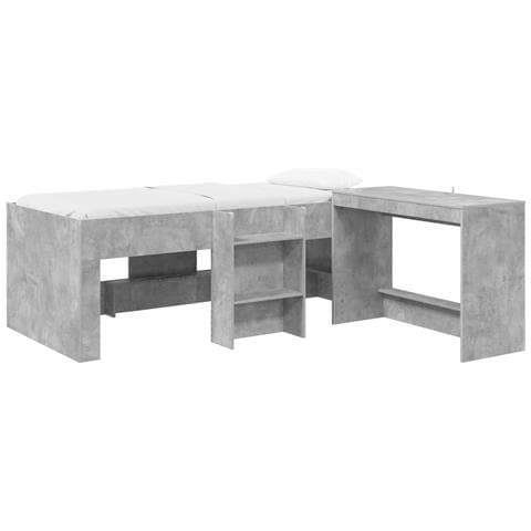 Letto alto per bambini con scrivania 2 pz Grigio Cemento - Foto 1