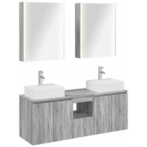Set di Armadi da Bagno 5 pcs Sonoma grigio Legno ingegnerizzato - Foto 1