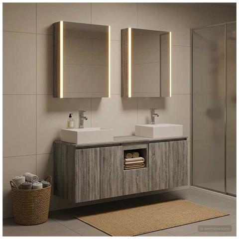 Set di Armadi da Bagno 5 pcs Sonoma grigio Legno ingegnerizzato - Foto 2