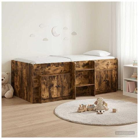 Struttura Letto Loft con Mobile con porta 3 pz Rovere Fumo - Foto 2