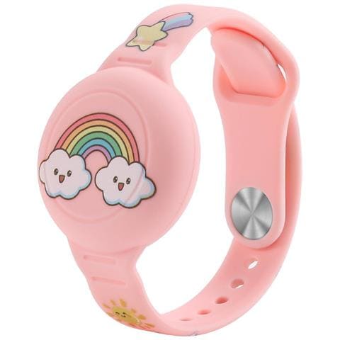 Airtag Supporto-bracciale Per Bambini, In Silicone, Rosa Con Arcobaleno - Foto 1