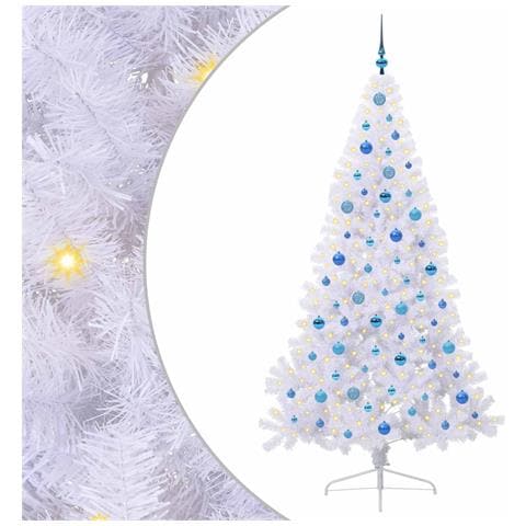 Albero di Natale artificiale Bianco 210 cm PVC e Acciaio - Foto 1