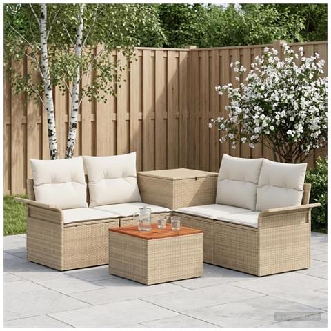 Set di divani 6 pz 4-Numero di posti Beige e Bianco Crema - Foto 2