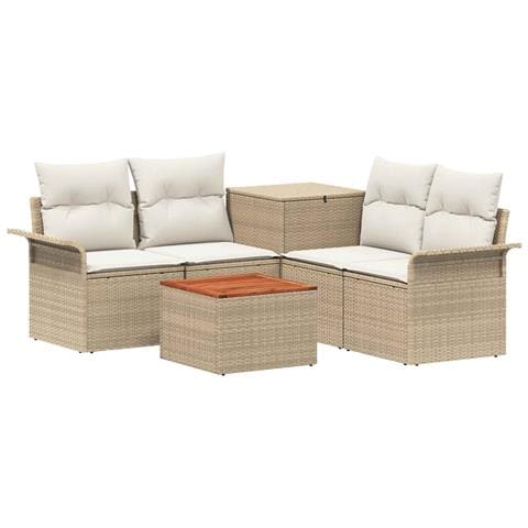 Set di divani 6 pz 4-Numero di posti Beige e Bianco Crema - Foto 1