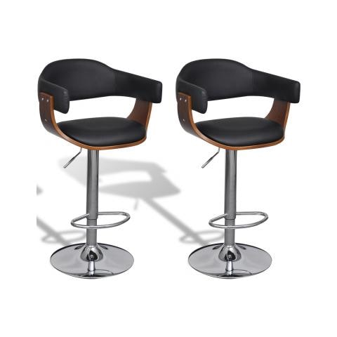 Sedia Bar In Pelle Artificiale, Altezza Regolabile Schienale 2 Pezzi - Foto 1