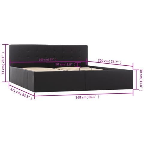 Giroletto con Contenitore Idraulico Nero Similpelle 160x200 cm - Foto 2