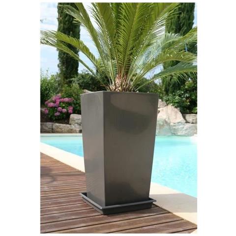 Pot De Fleurs Nuance -carr - 29 X 29 X H 52 Cm - 32.6 L - Gris Paillet - Foto 2
