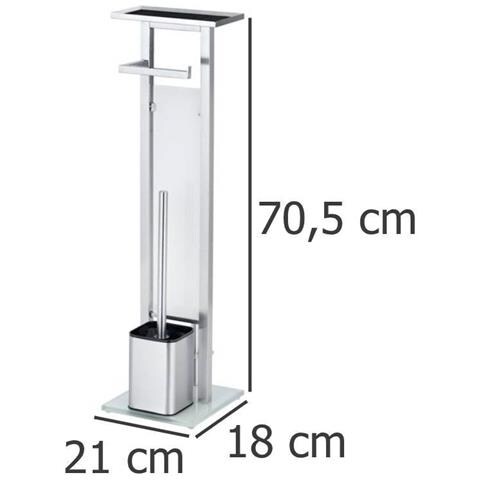 Porta Carta Igienica Con Contenitore Per Wc E Scopino, Pratico Kit Con Barra E Ripiano Extra - Wenko - Foto 7