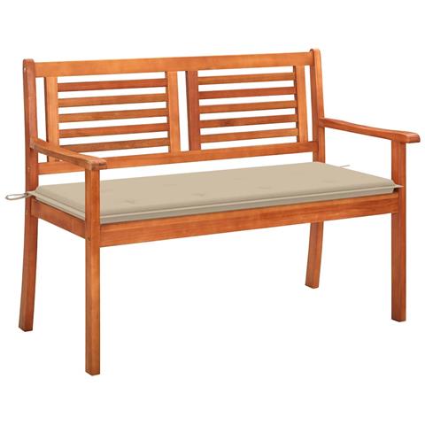 Panchina Da Giardino 2 Posti E Cuscino 120cm Massello Eucalipto - Foto 1