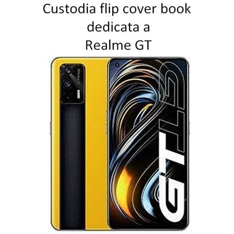 Smart Book Custodia Poket Silicone Flip Cover Case Per Realme Gt Black - Foto 2