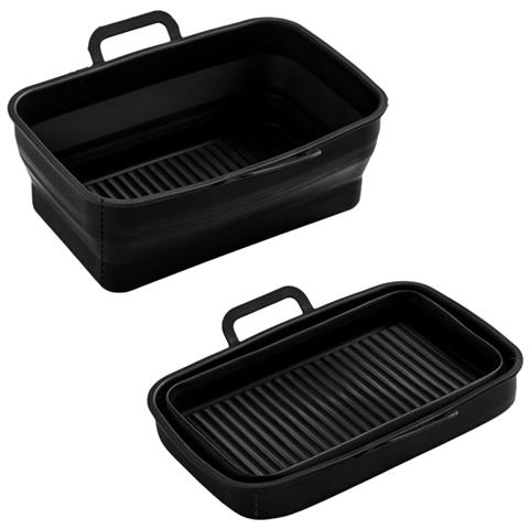Stampo In Silicone Pieghevole Quadrato Per Friggitrice Ad Aria 19,5x12,7x7 Cm Black - Foto 1