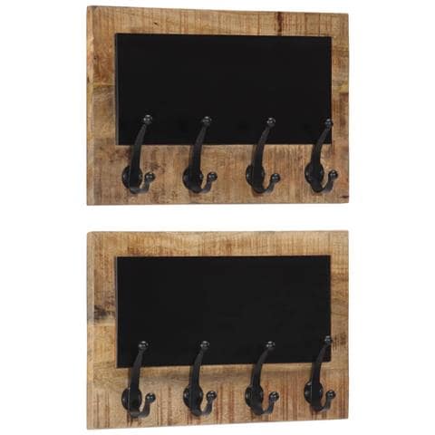 Appendiabiti Da Parete Con 4 Ganci 2pz Legno Massello Di Mango - Foto 1