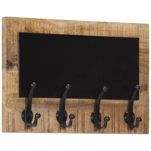 Appendiabiti Da Parete Con 4 Ganci 2pz Legno Massello Di Mango - Foto 2