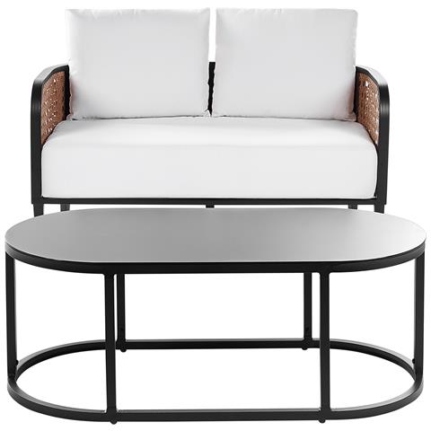 Set Da Giardino Con Tavolo 2 Posti Montefalco Metallo Bianco - Foto 2