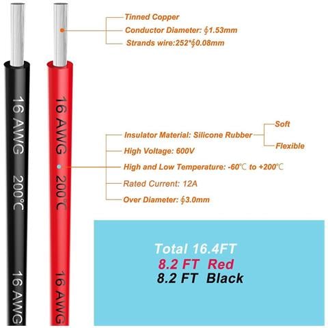 Cavo Silicone 16 Awg, 5 Metri Flessibile - Filo Elettrico In Rame Stagnato - Alta Resistenza Temperatura, Rosso, Rame - Foto 3