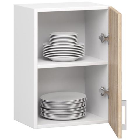 Mobile da cucina pensile LIMA, 1 anta, 40x30,5x58 cm, Colore Bianco e Sonoma Quercia - Foto 2