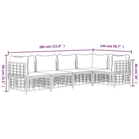 Set Divani Da Giardino 5 Pz Con Cuscini Antracite In Polyrattan - Foto 7