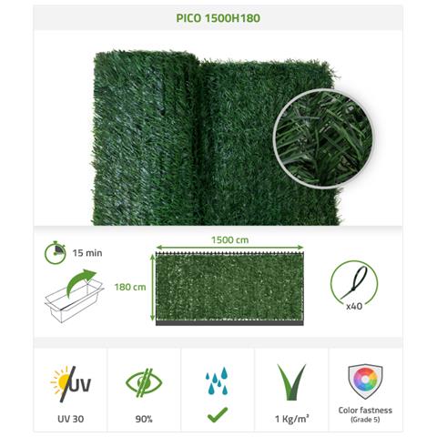 Siepe Artificiale Pico 1.8x10 M Rete Frangivista 90% Oscurante - Foto 8