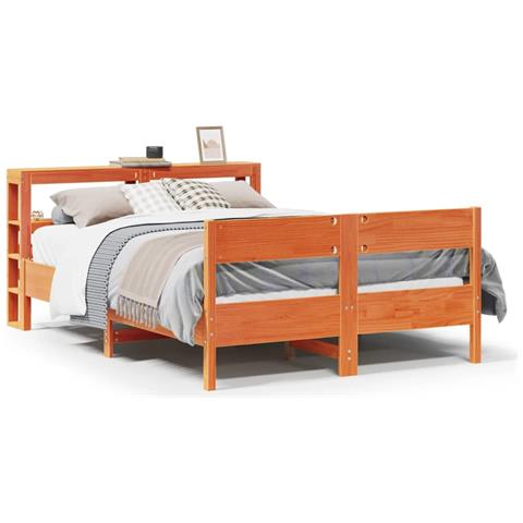 Letto Senza Materasso Marrone Cera 120x190 Cm In Legno Di Pino - Foto 2