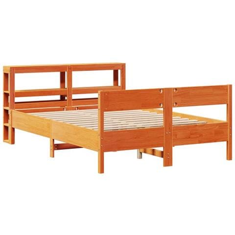 Letto Senza Materasso Marrone Cera 120x190 Cm In Legno Di Pino - Foto 3