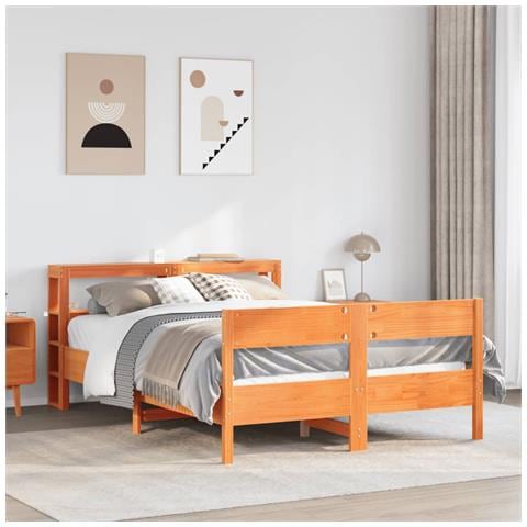 Letto Senza Materasso Marrone Cera 120x190 Cm In Legno Di Pino - Foto 1