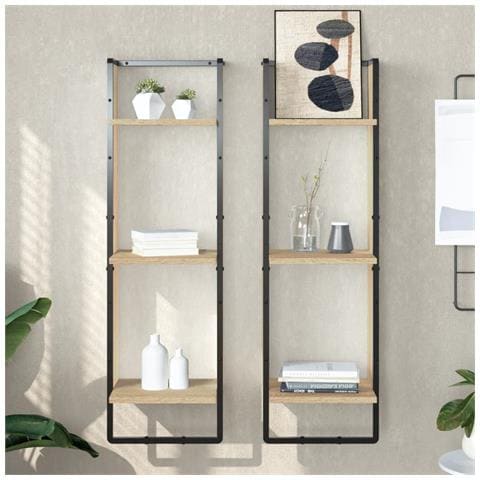 Scaffale Parete 3 Ripiani Rovere Sonoma 30x25x100cm Multistrato - Foto 1