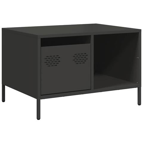 Tavolino Nero 68,5x50x43,5 Cm In Acciaio Laminato A Freddo - Foto 2