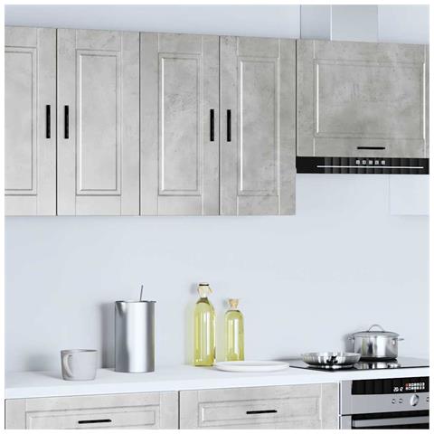 Pensile Da Cucina Porto Grigio Cemento In Legno Multistrato - Foto 2