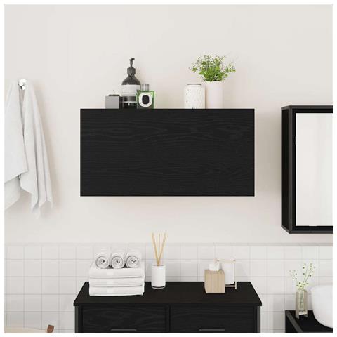 Mobile Da Bagno A Parete Nero 80x25x40 Cm In Truciolato - Foto 3