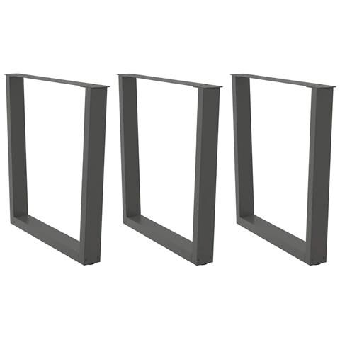 Gambe Tavolo Pranzo A V 3 Pz Antracite 80x(72-73,3)cm Acciaio - Foto 1
