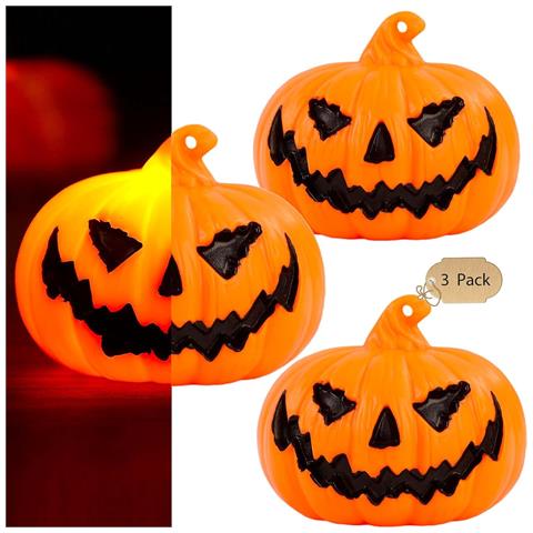 Luci Decorative Led Per Halloween A Forma Di Zucca - Set Da 3 Pezzi Stravaganti - Foto 2