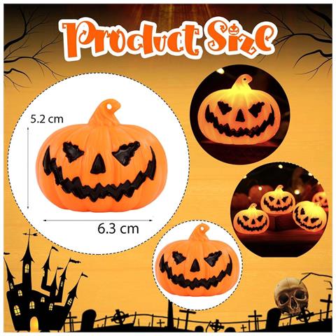 Luci Decorative Led Per Halloween A Forma Di Zucca - Set Da 3 Pezzi Stravaganti - Foto 4