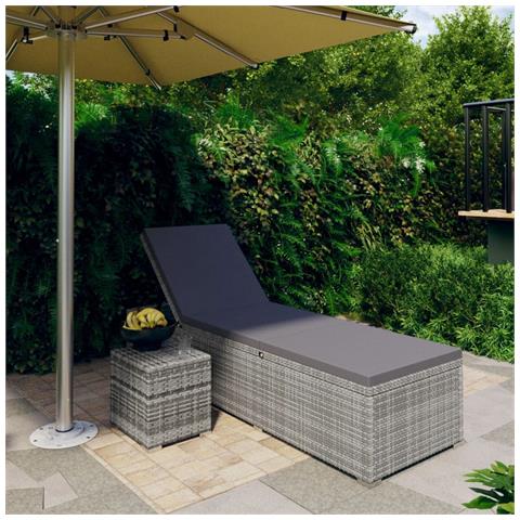Lusso Casadino - Lettino Prendisole Con Cuscino E Tavolino In Polyrattan Grigio - Foto 8