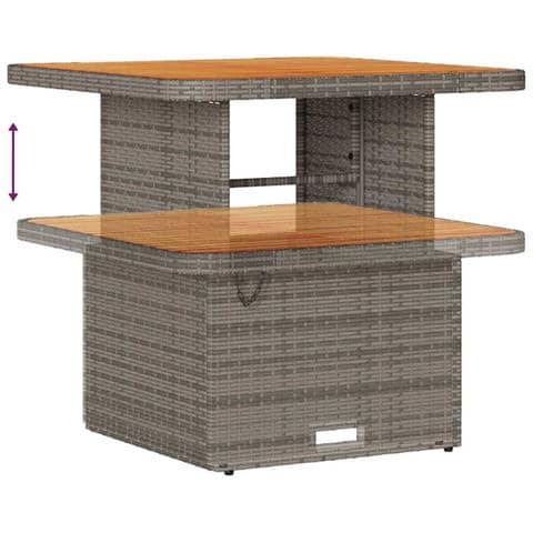 Set divano da giardino da 9 pezzi con cuscini in polyrattan grigio legno di acacia,  Set da pranzo da giardino da 3 pezzi con cuscini in polyrattan grigio legno di acacia - Foto 9