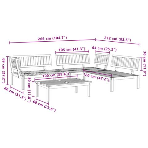 Set Divano Pallet da Giardino 4 pz in Legno Massello di Acacia - Foto 8