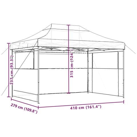 Tendone per Feste Pieghevole Pop-Up con 3 Pareti Terracotta - Foto 9