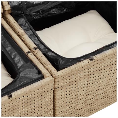 Set divani giardino 8 pezzi con cuscini beige in polirattan - Foto 9