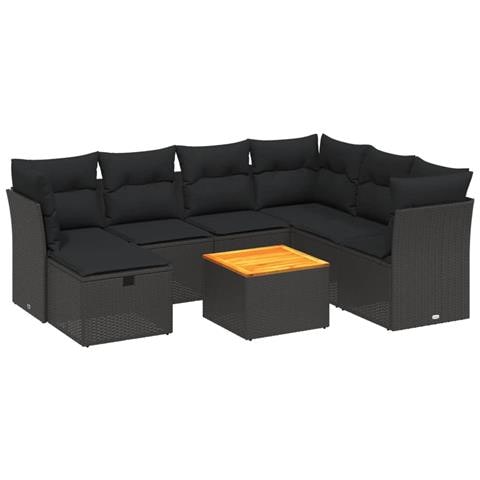 Set Divani da Giardino con Cuscini 8 pz Nero in Polyrattan - Foto 1
