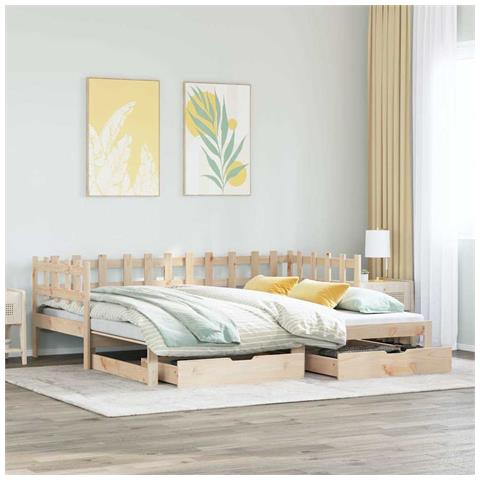 Divano Letto Estraibile con Cassetti senza Materasso 80x200 cm - Foto 2