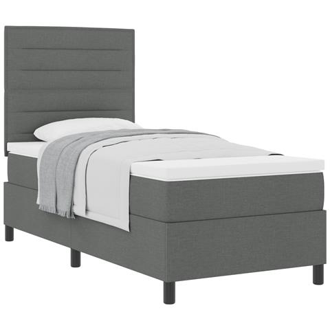 Letto con Box Spring e Materasso Grigio Scuro 80x200 cm Tessuto - Foto 1