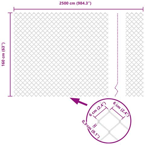 Recinzione a Maglie Verdi 1.6x25 m Acciaio - Foto 8