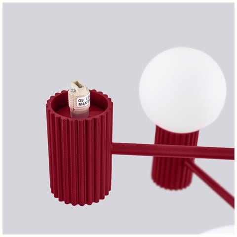 Lampadario Halo 6 Bordeaux Sl. 1837 - Moderno Lampadario Borgogna 230x64x64 Cm - Foto 8