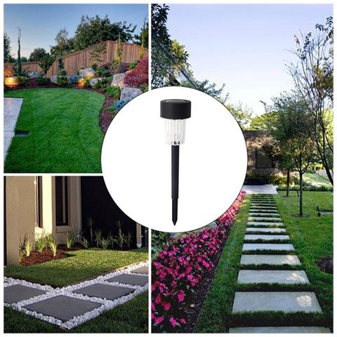 Set Da 10 Luci Solari Da Giardino A Led Bianche - Plastica Abs, Finitura Nera - Foto 7