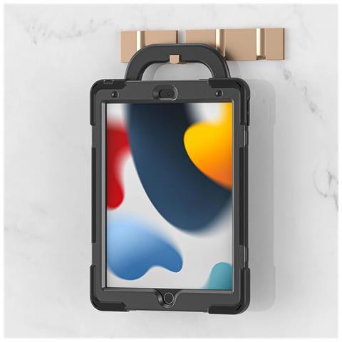 Custodia Per Ipad 9/8/7 10.2” Blindata Con Supporto Girevole Nera - Foto 4