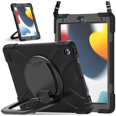 Custodia Per Ipad 9/8/7 10.2” Blindata Con Supporto Girevole Nera - Foto 1