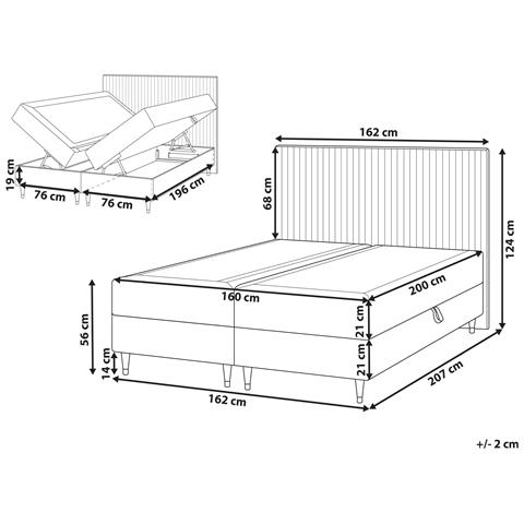 Divano Letto Con Contenitore Velluto Dame 160 X 200 Cm Bianco Sporco - Foto 7