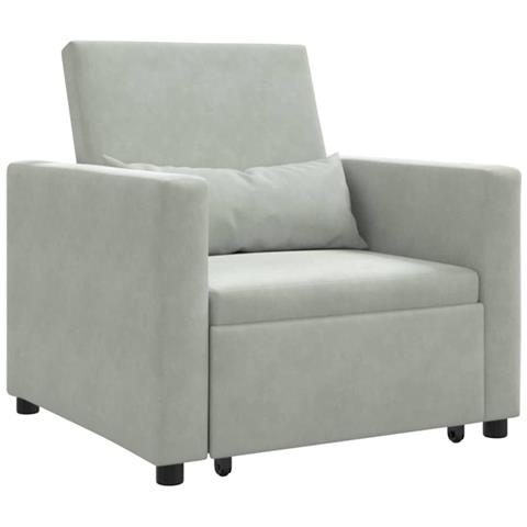 Divano Letto Singolo Grigio chiaro 90 x 165 x 87 cm Velluto - Foto 1
